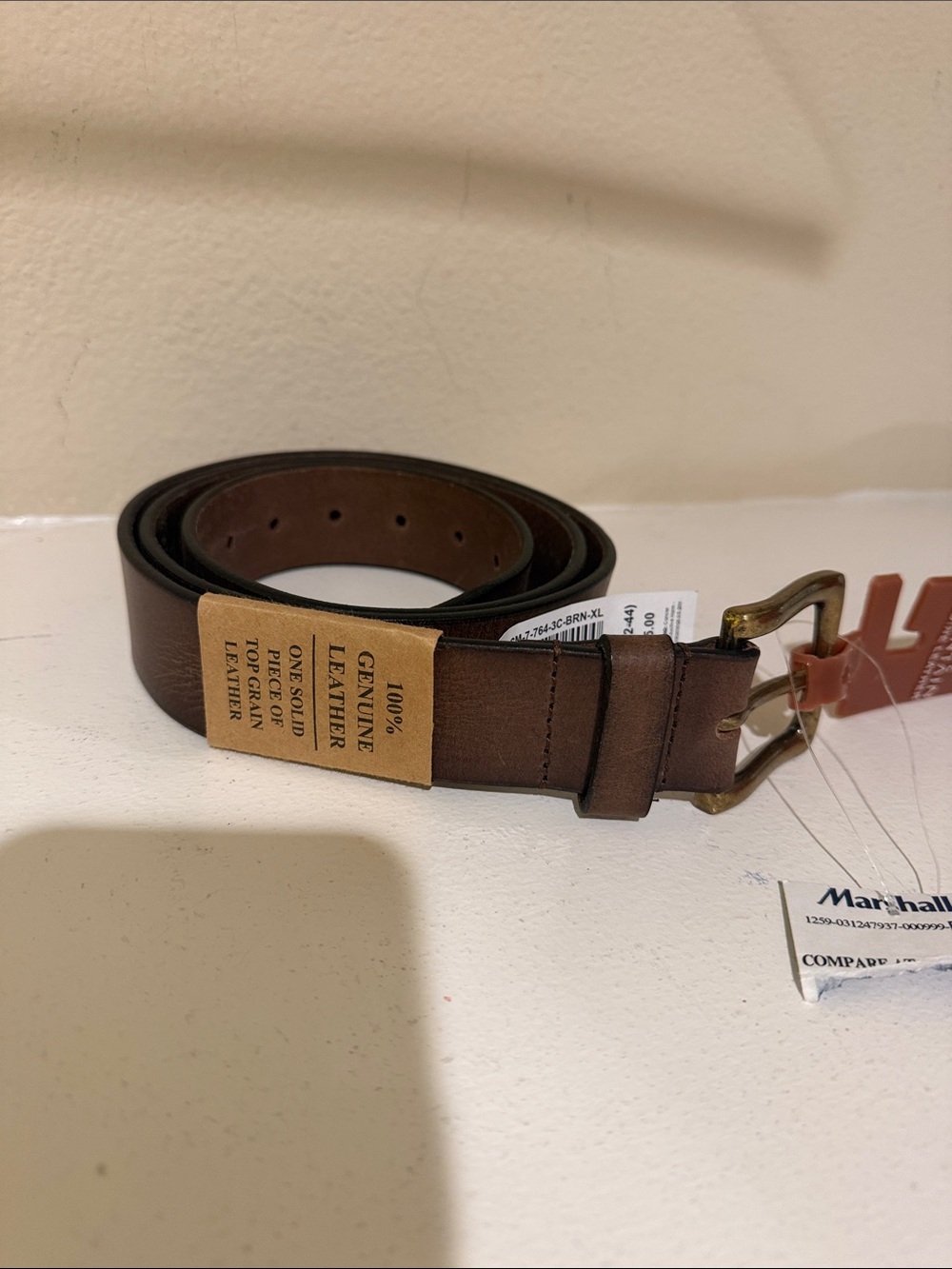Stone Mountain Accessories Brown Leather Men's Belt with Brass Buckle